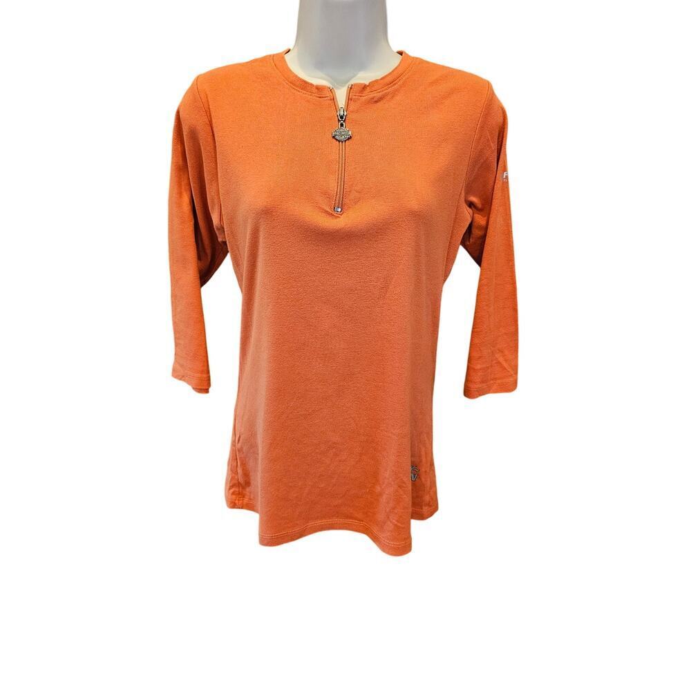 Harley Davidson women 1/4 zip pullover sz L (Fits M) riding top motorcycle moto